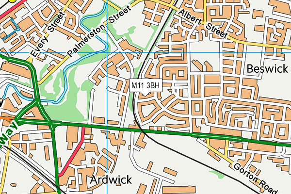 M11 3BH map - OS VectorMap District (Ordnance Survey)