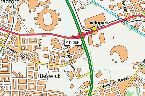 M11 3BP map - OS VectorMap District (Ordnance Survey)