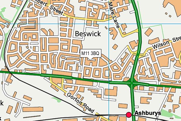 M11 3BQ map - OS VectorMap District (Ordnance Survey)