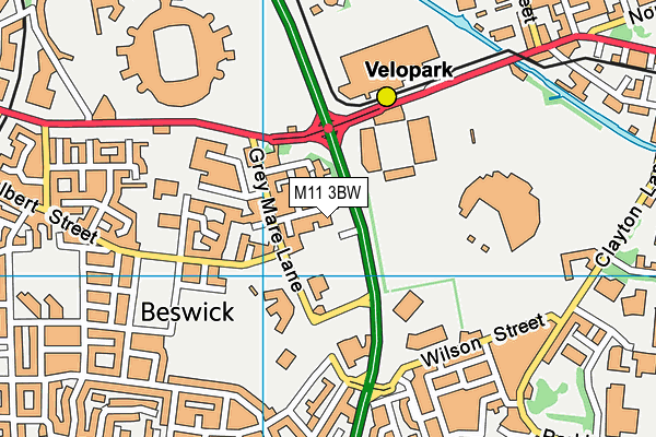 M11 3BW map - OS VectorMap District (Ordnance Survey)