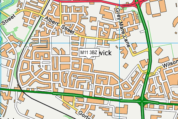 M11 3BZ map - OS VectorMap District (Ordnance Survey)