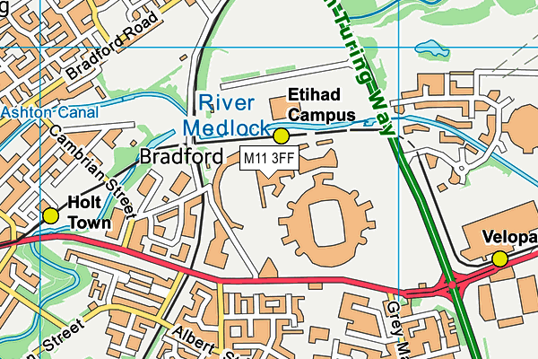 Manchester National Squash Centre & Regional Arena map (M11 3FF) - OS VectorMap District (Ordnance Survey)