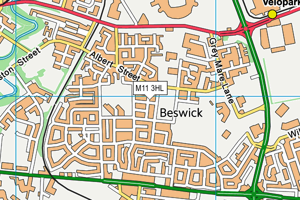 M11 3HL map - OS VectorMap District (Ordnance Survey)