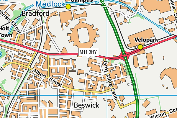 M11 3HY map - OS VectorMap District (Ordnance Survey)