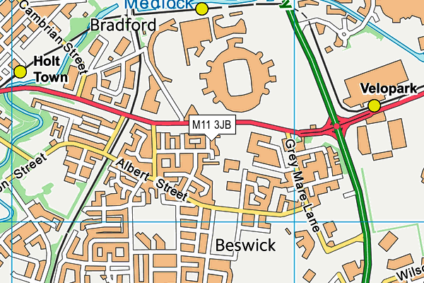 M11 3JB map - OS VectorMap District (Ordnance Survey)