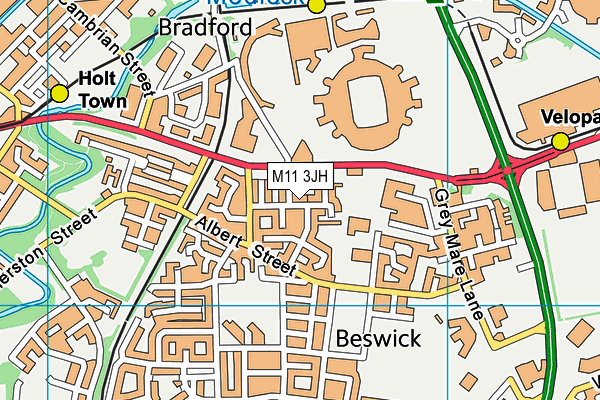 M11 3JH map - OS VectorMap District (Ordnance Survey)