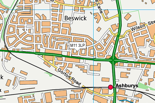 M11 3LP map - OS VectorMap District (Ordnance Survey)