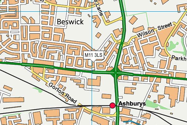 M11 3LS map - OS VectorMap District (Ordnance Survey)