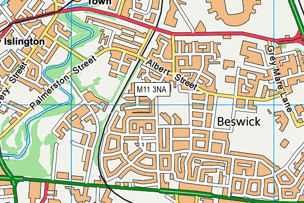 Ashbury Meadow Primary School map (M11 3NA) - OS VectorMap District (Ordnance Survey)