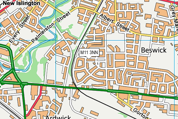 M11 3NN map - OS VectorMap District (Ordnance Survey)