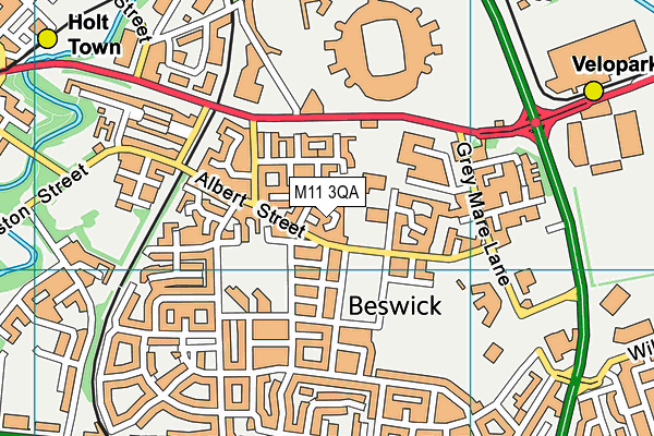 M11 3QA map - OS VectorMap District (Ordnance Survey)