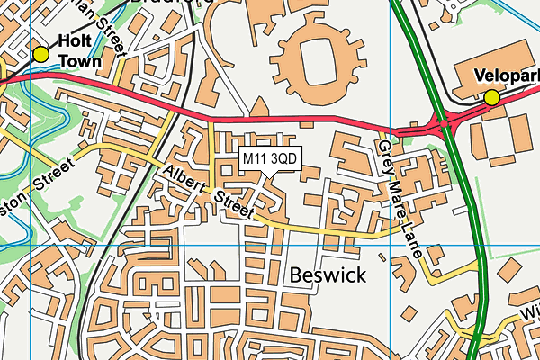 M11 3QD map - OS VectorMap District (Ordnance Survey)