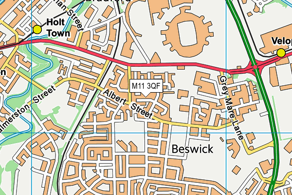 M11 3QF map - OS VectorMap District (Ordnance Survey)