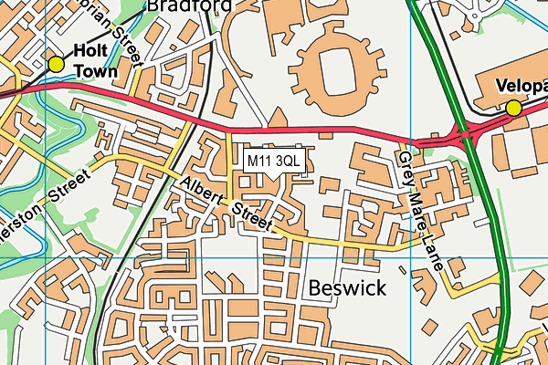 M11 3QL map - OS VectorMap District (Ordnance Survey)