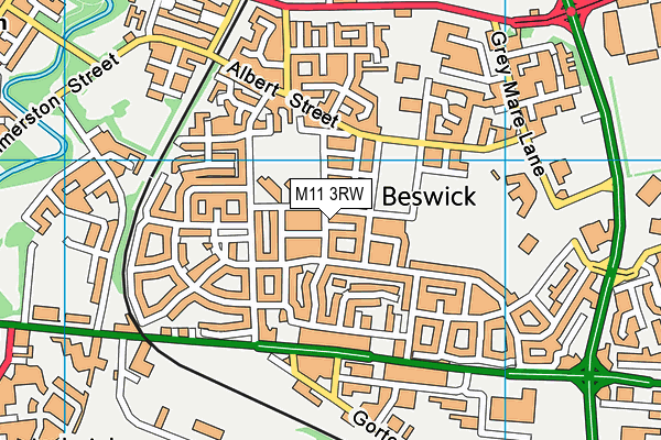 M11 3RW map - OS VectorMap District (Ordnance Survey)