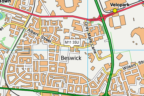M11 3SU map - OS VectorMap District (Ordnance Survey)