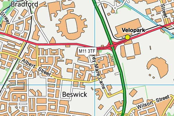 M11 3TF map - OS VectorMap District (Ordnance Survey)