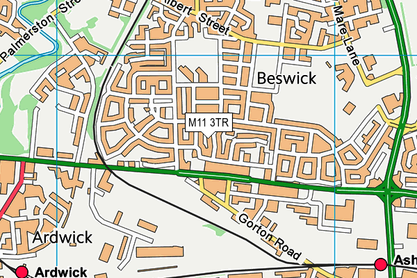 M11 3TR map - OS VectorMap District (Ordnance Survey)