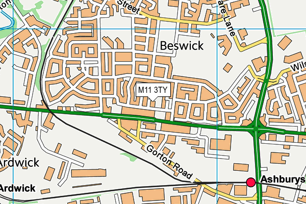 M11 3TY map - OS VectorMap District (Ordnance Survey)