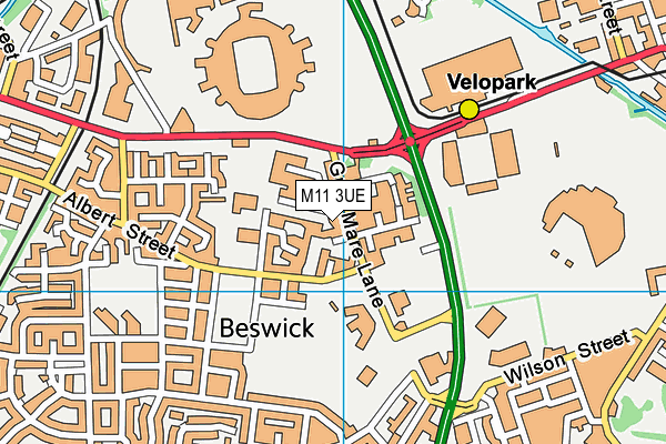 M11 3UE map - OS VectorMap District (Ordnance Survey)