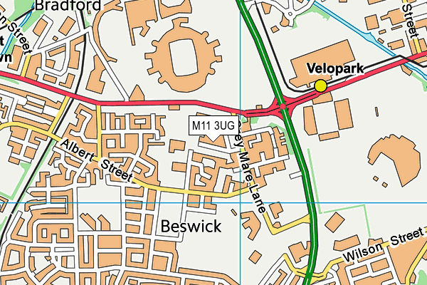 M11 3UG map - OS VectorMap District (Ordnance Survey)
