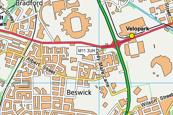 M11 3UH map - OS VectorMap District (Ordnance Survey)