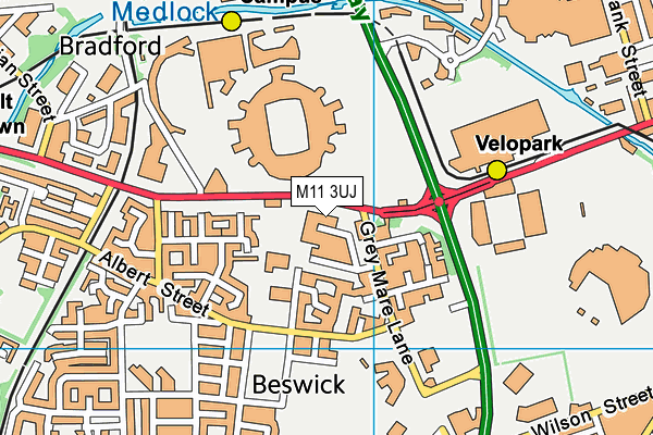 M11 3UJ map - OS VectorMap District (Ordnance Survey)