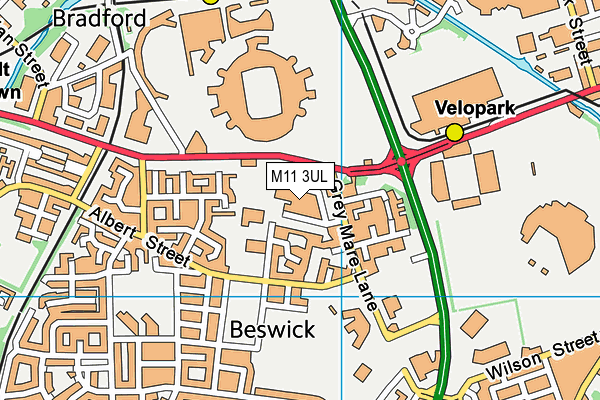 M11 3UL map - OS VectorMap District (Ordnance Survey)