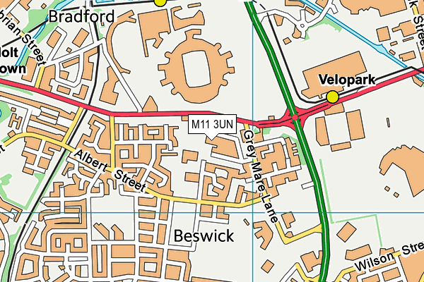 M11 3UN map - OS VectorMap District (Ordnance Survey)