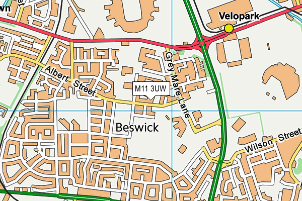 M11 3UW map - OS VectorMap District (Ordnance Survey)