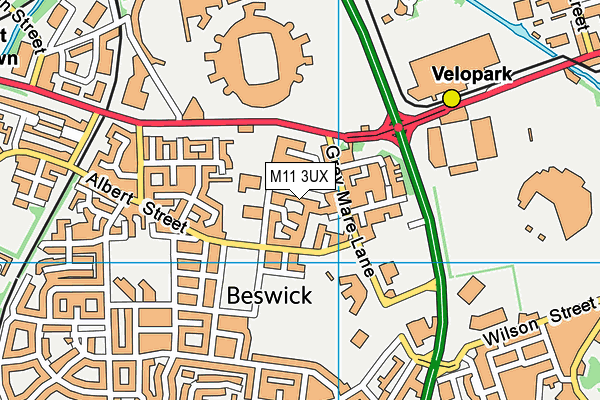 M11 3UX map - OS VectorMap District (Ordnance Survey)