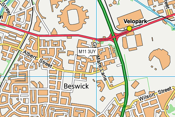 M11 3UY map - OS VectorMap District (Ordnance Survey)