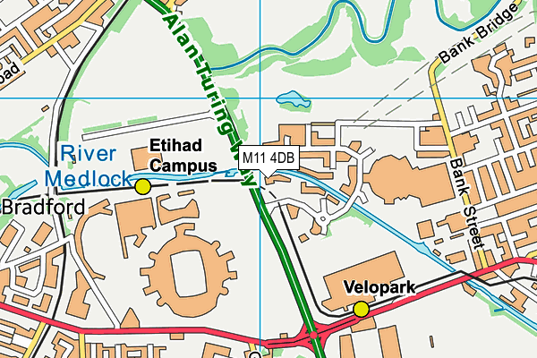 M11 4DB map - OS VectorMap District (Ordnance Survey)