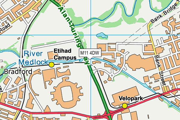 M11 4DW map - OS VectorMap District (Ordnance Survey)