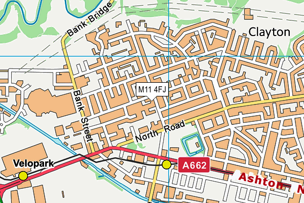 M11 4FJ map - OS VectorMap District (Ordnance Survey)