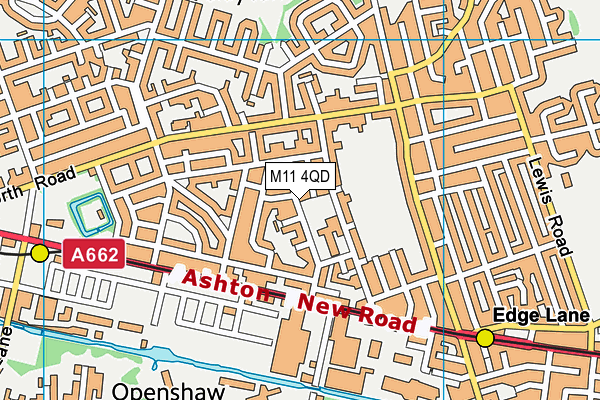 M11 4QD map - OS VectorMap District (Ordnance Survey)