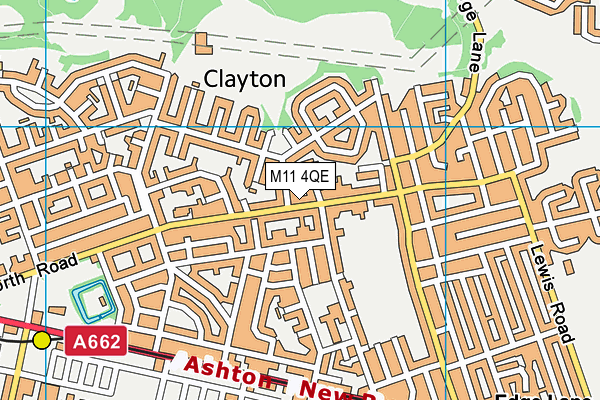 M11 4QE map - OS VectorMap District (Ordnance Survey)