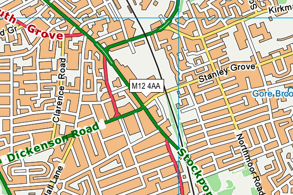 M12 4AA map - OS VectorMap District (Ordnance Survey)