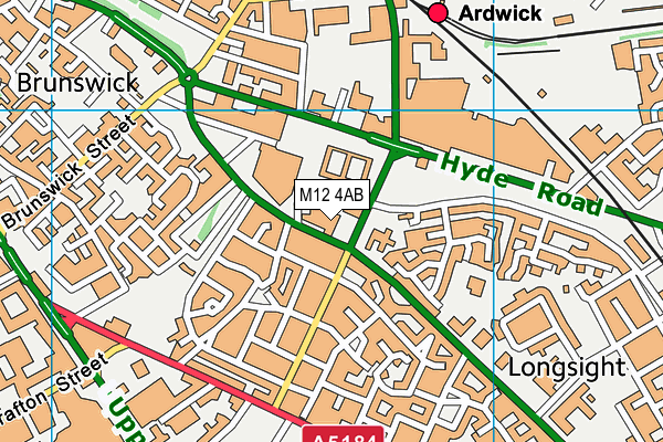 M12 4AB map - OS VectorMap District (Ordnance Survey)