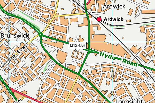 M12 4AH map - OS VectorMap District (Ordnance Survey)