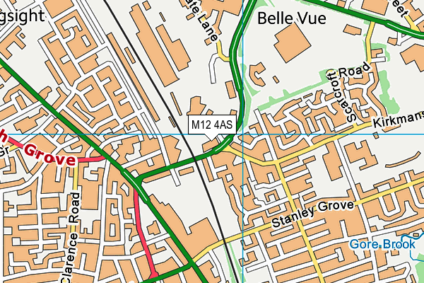 M12 4AS map - OS VectorMap District (Ordnance Survey)