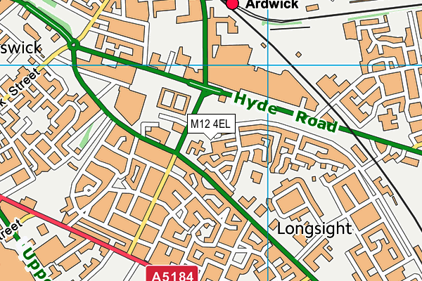 M12 4EL map - OS VectorMap District (Ordnance Survey)