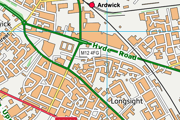 M12 4FG map - OS VectorMap District (Ordnance Survey)