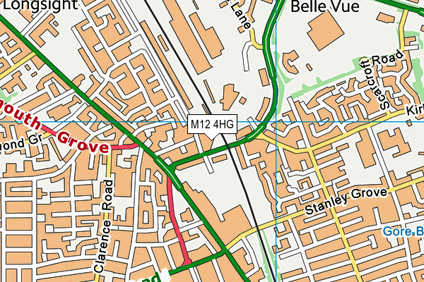 M12 4HG map - OS VectorMap District (Ordnance Survey)
