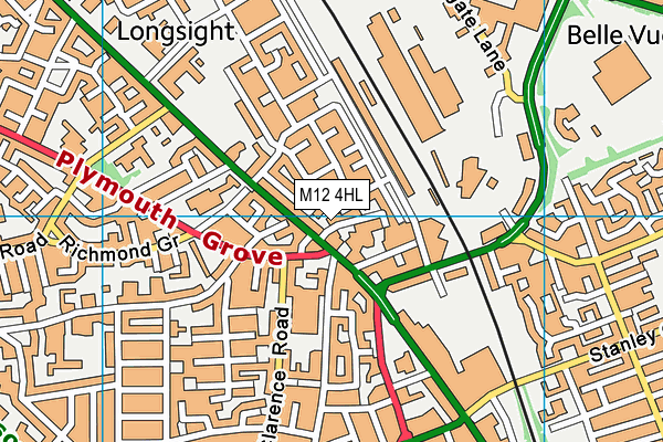 M12 4HL map - OS VectorMap District (Ordnance Survey)