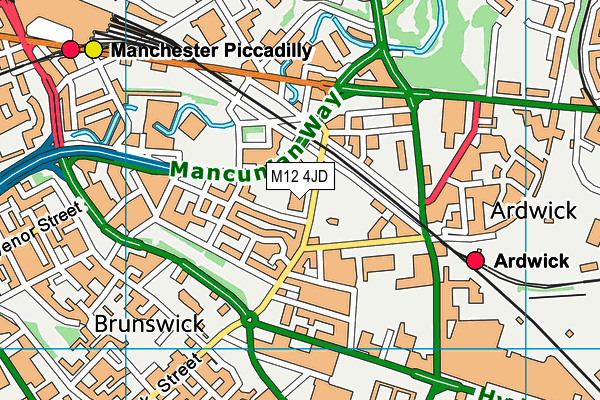 M12 4JD map - OS VectorMap District (Ordnance Survey)