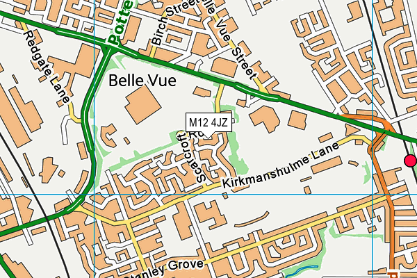 M12 4JZ map - OS VectorMap District (Ordnance Survey)