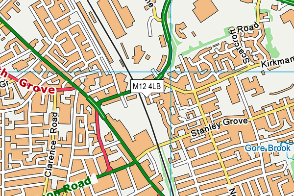 M12 4LB map - OS VectorMap District (Ordnance Survey)