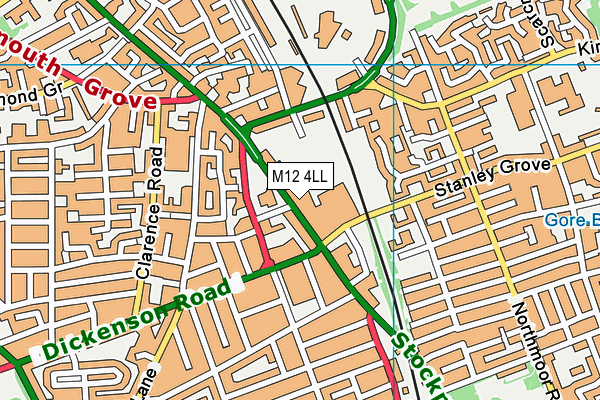M12 4LL map - OS VectorMap District (Ordnance Survey)