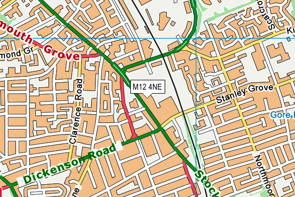 M12 4NE map - OS VectorMap District (Ordnance Survey)